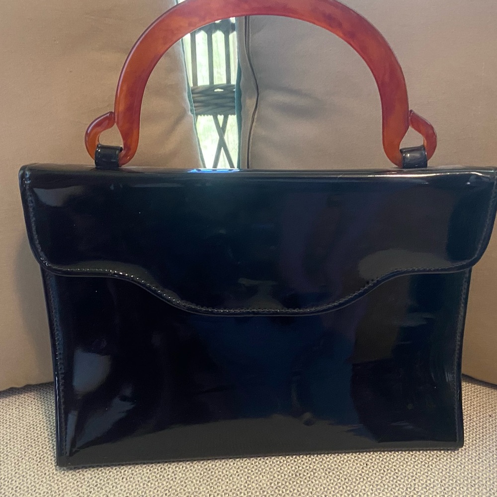 Vintage Stylemark Black Patent Leather Handbag MCM